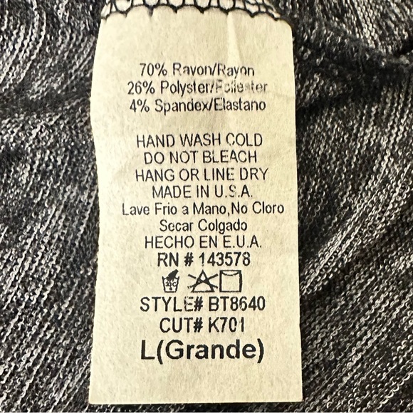 HiLo Long Sleeve Knot Detail Grey Marled Top L - Picture 6 of 7